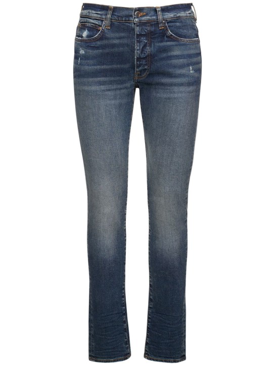 Amiri: 15cm Stack cotton denim jeans - Deep Indigo - men_0 | Luisa Via Roma