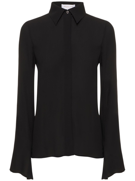 Michael Kors Collection: Silk georgette shirt - Black - women_0 | Luisa Via Roma