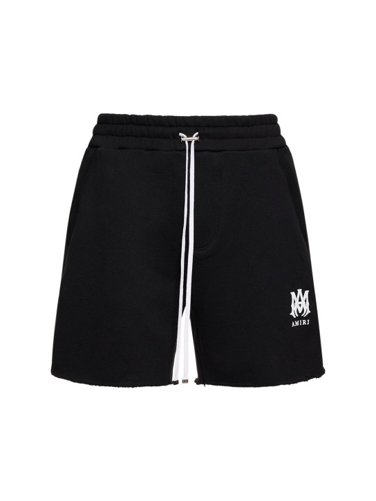 Amiri: Shorts in jersey di cotone con stampa - Nero - men_0 | Luisa Via Roma