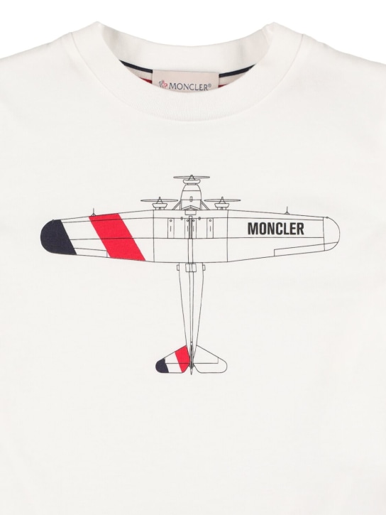 Moncler: T-shirt en jersey de coton - Blanc - kids-boys_1 | Luisa Via Roma