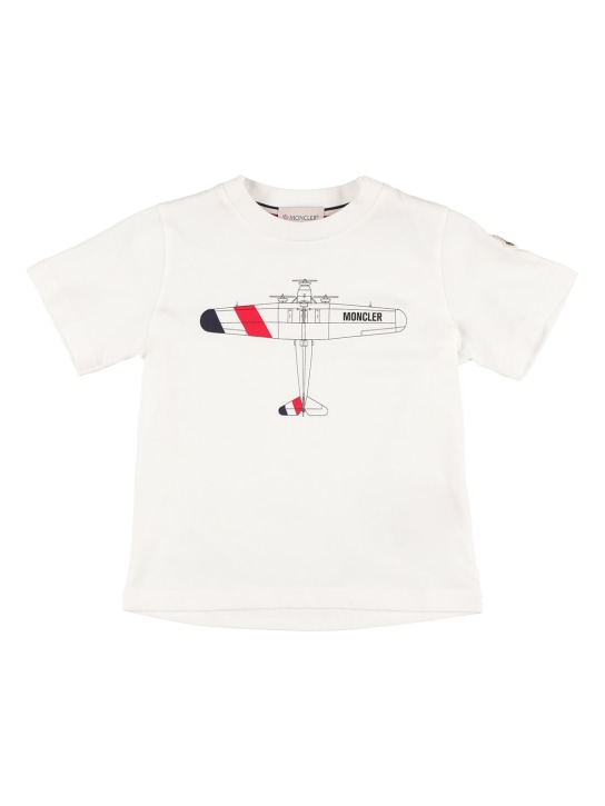 Moncler: コットンジャージーTシャツ - ホワイト - kids-boys_0 | Luisa Via Roma