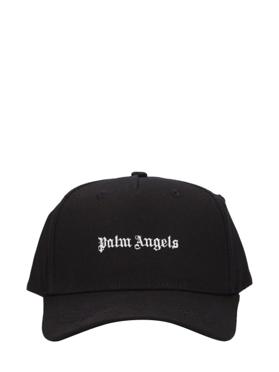 Palm Angels: Classic logo cotton baseball cap - Siyah - women_0 | Luisa Via Roma