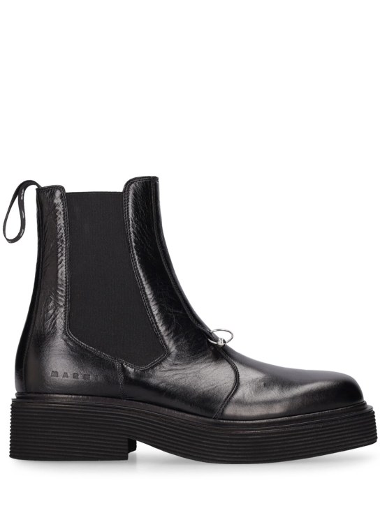Marni: New Forest shiny leather chelsea boots - Black - men_0 | Luisa Via Roma