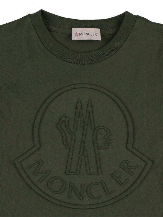 Moncler: T-shirt en jersey de coton - Vert Foncé - kids-boys_1 | Luisa Via Roma