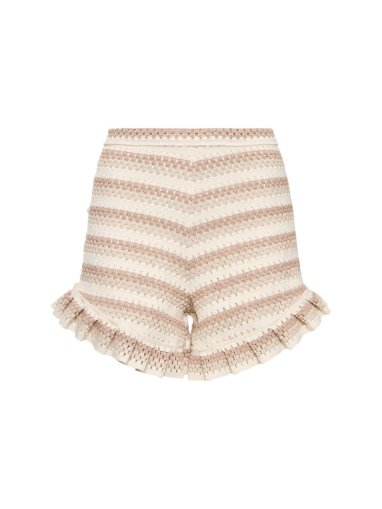 Patbo: Shorts de techno stretch - Beige/Marfil - women_0 | Luisa Via Roma