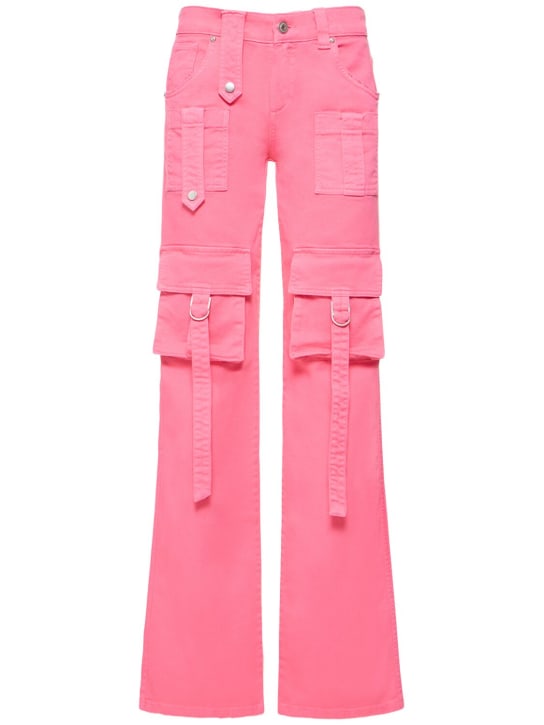 Blumarine: Denim cargo low waist straight jeans - Fuşya - women_0 | Luisa Via Roma