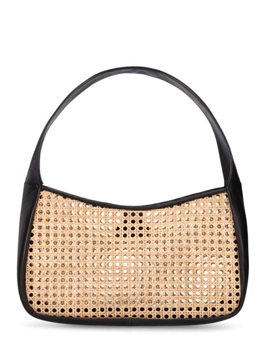 St. Agni: Rattan basket shoulder bag - Black/Beige - women_0 | Luisa Via Roma
