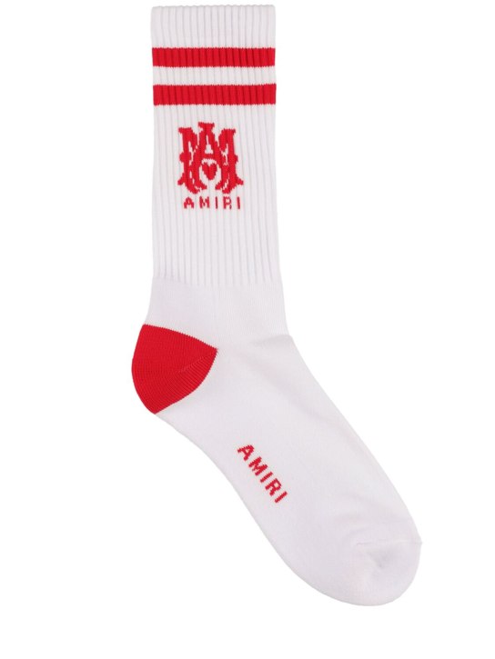 Amiri: MA tube socks - Beyaz/Kırmızı - men_0 | Luisa Via Roma