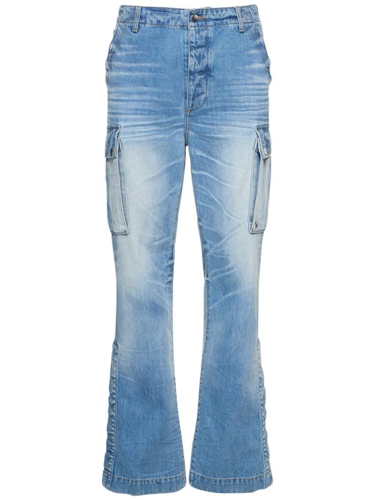 Amiri: M65 cargo kick flare cotton jeans - Mavi - men_0 | Luisa Via Roma