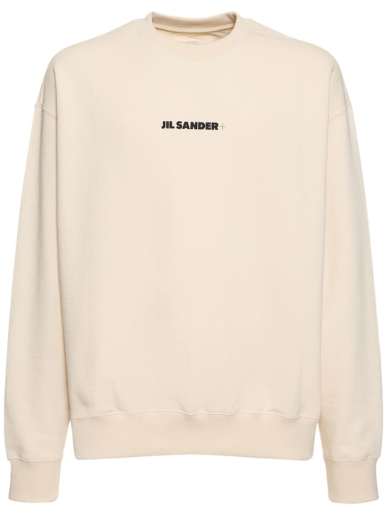Jil Sander: Sweatshirt aus Baumwolljersey mit Logo - Düne - men_0 | Luisa Via Roma