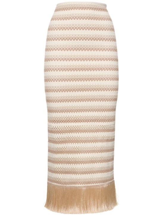 Patbo: Stretch tech crocheted maxi skirt - Beige/Ivory - women_0 | Luisa Via Roma