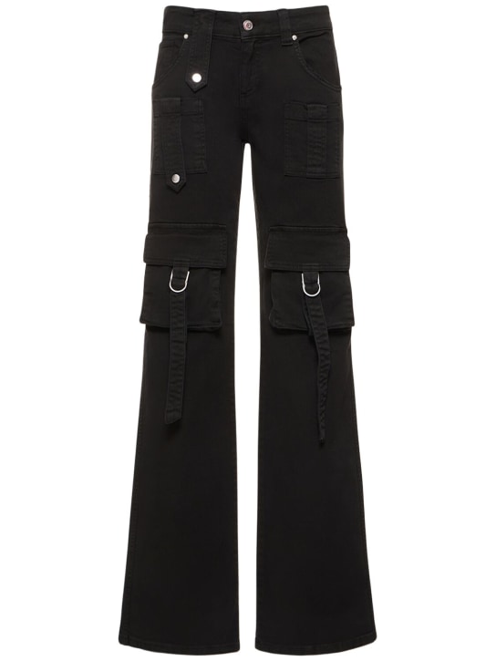 Blumarine: Denim cargo low waist straight jeans - Black - women_0 | Luisa Via Roma