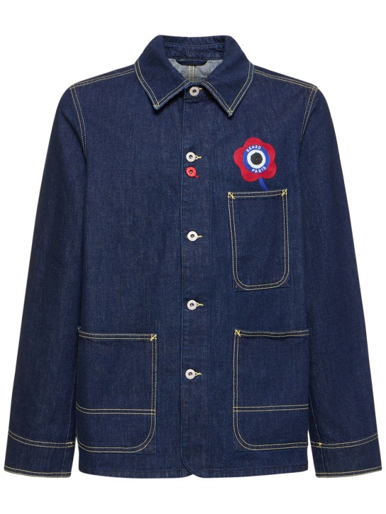 Kenzo Paris: Target cotton denim jacket - Blue - men_0 | Luisa Via Roma