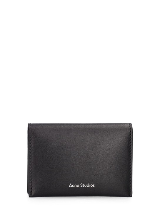 Acne Studios: Flap leather card holder - Siyah - men_0 | Luisa Via Roma