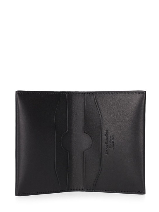 Acne Studios: Flap leather card holder - Black - men_1 | Luisa Via Roma
