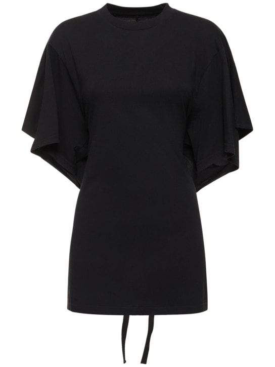 MM6 Maison Margiela: Camisa de algodón con espalda abierta - Negro - women_0 | Luisa Via Roma
