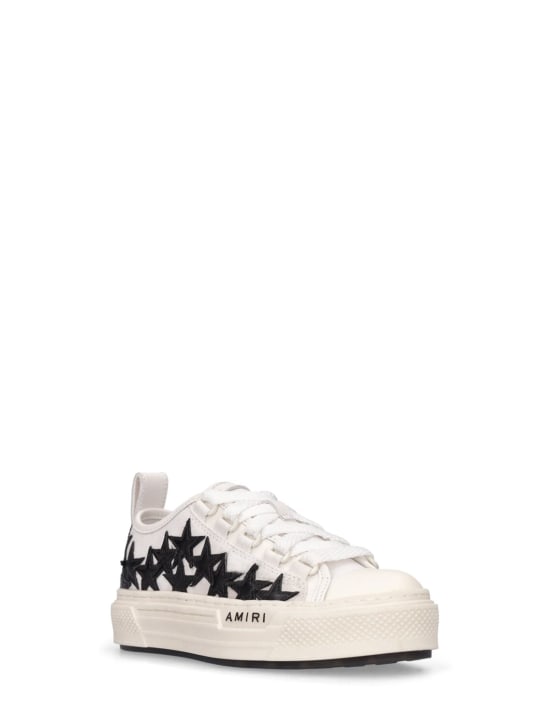 Amiri: Cotton canvas lace-up sneakers - White/Black - kids-girls_1 | Luisa Via Roma