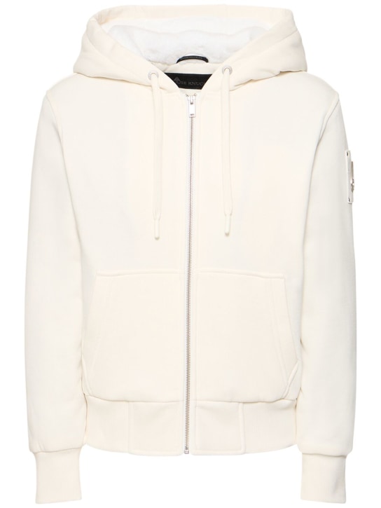 Moose Knuckles: Classic bunny faux fur hooded jacket - White - women_0 | Luisa Via Roma