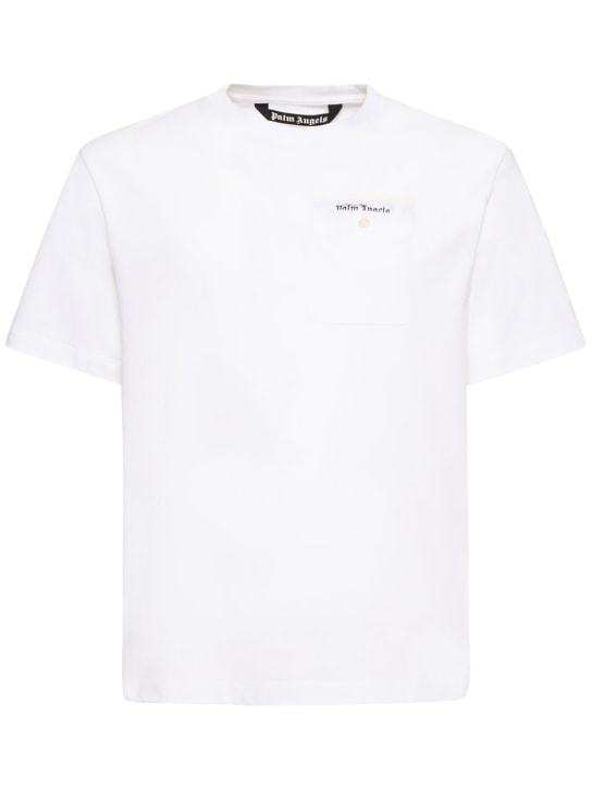 Palm Angels Logo-Tape Cotton T-shirt White