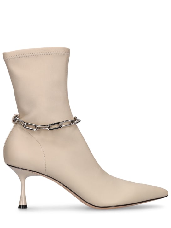 Studio Amelia: 70mm Razor leather ankle boots - Off White - women_0 | Luisa Via Roma