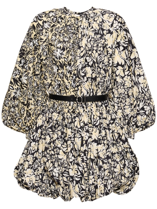 Jil Sander: Printed taffeta mini dress w/belt - Renkli - women_0 | Luisa Via Roma