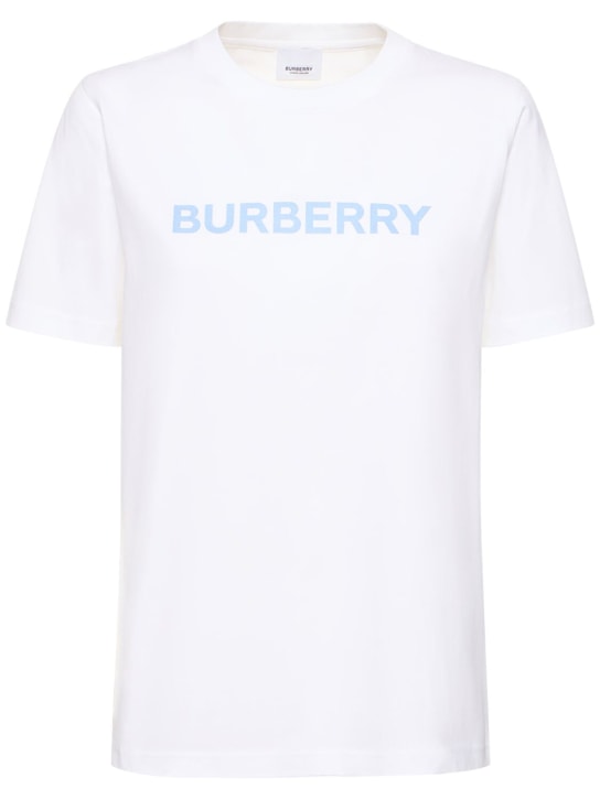 Burberry: Camiseta de jersey con ogo - Blanco/Azul - women_0 | Luisa Via Roma