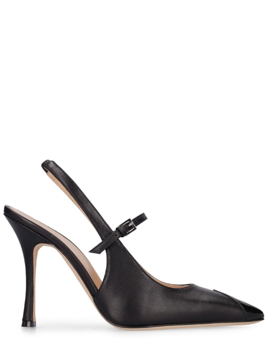 Alessandra Rich: 100毫米皮革露跟高跟鞋 - 黑色 - women_0 | Luisa Via Roma