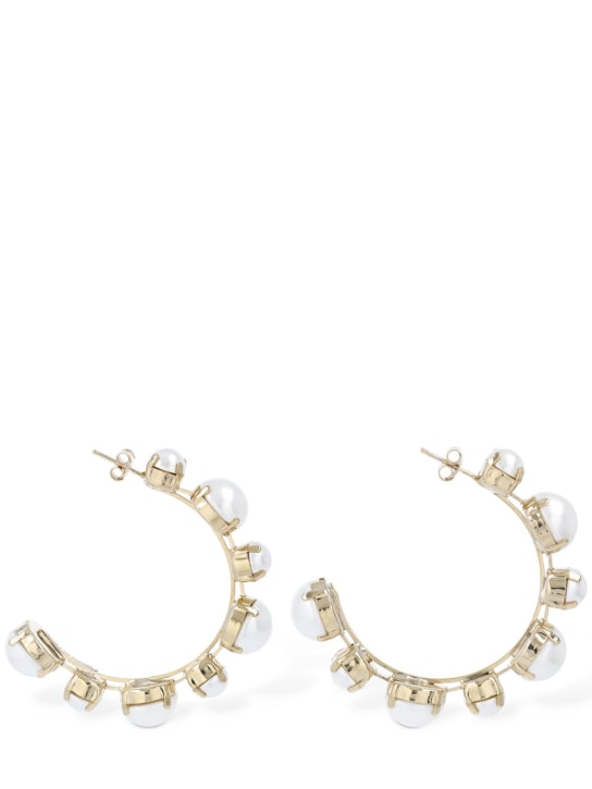 Rosantica: Perla faux pearl hoop earrings - White/Gold - women_1 | Luisa Via Roma