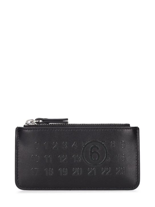 Logo embossed leather zip card holder - MM6 Maison Margiela