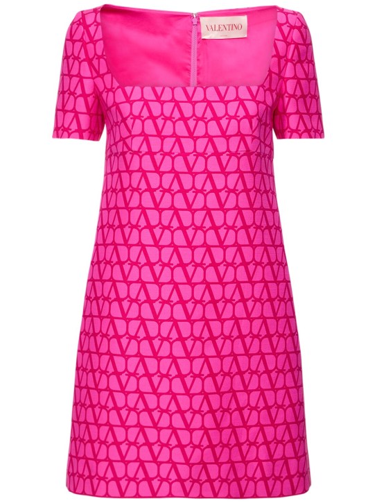Valentino: Crepe Couture-Minikleid mit Logo - Pink - women_0 | Luisa Via Roma