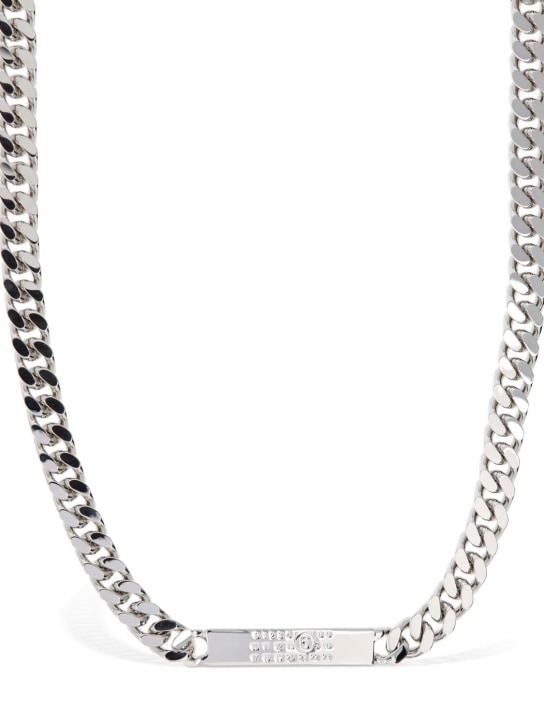 MM6 Maison Margiela: Margiela 6 logo brass chain necklace - men_1 | Luisa Via Roma