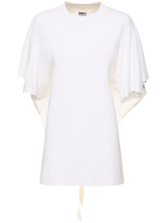 MM6 Maison Margiela: Camisa de algodón con espalda abierta - Blanco - women_0 | Luisa Via Roma