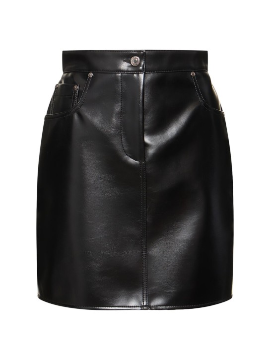 MSGM: Faux leather mini skirt - Siyah - women_0 | Luisa Via Roma