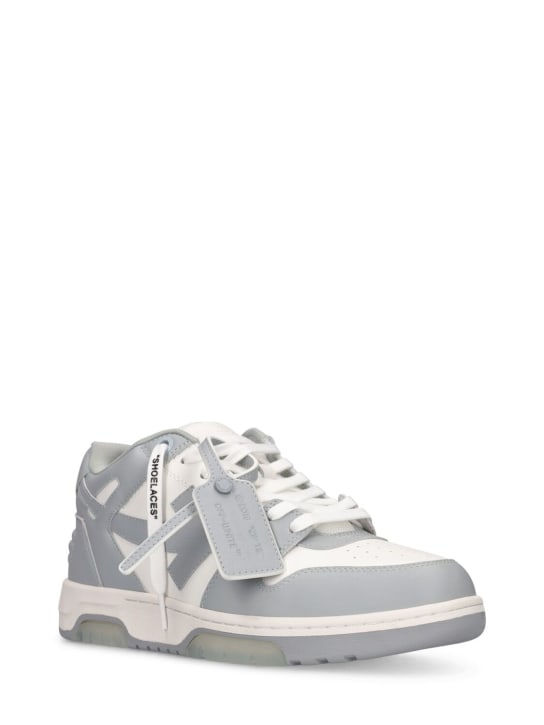 Off-White: Out Of Office leather sneakers - White/Grey - men_1 | Luisa Via Roma