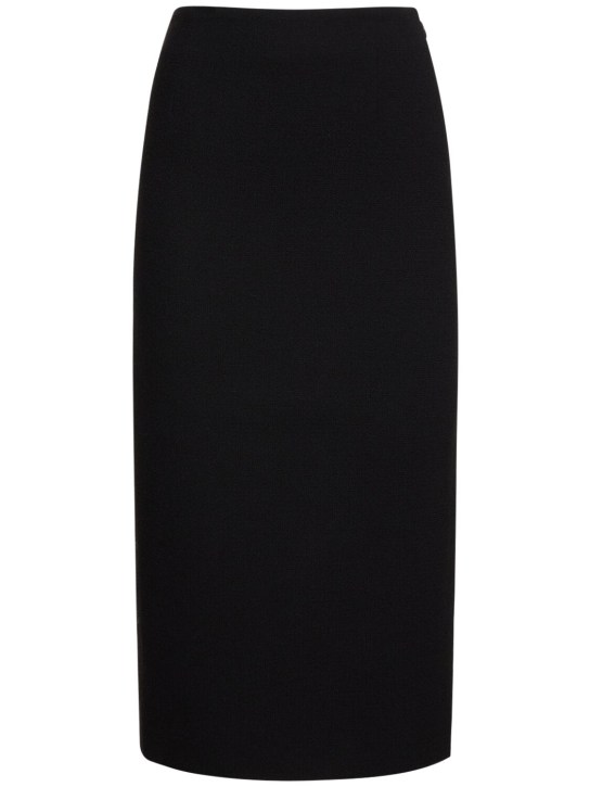 Alessandra Rich: High waist tweed bouclé midi skirt - Black - women_0 | Luisa Via Roma