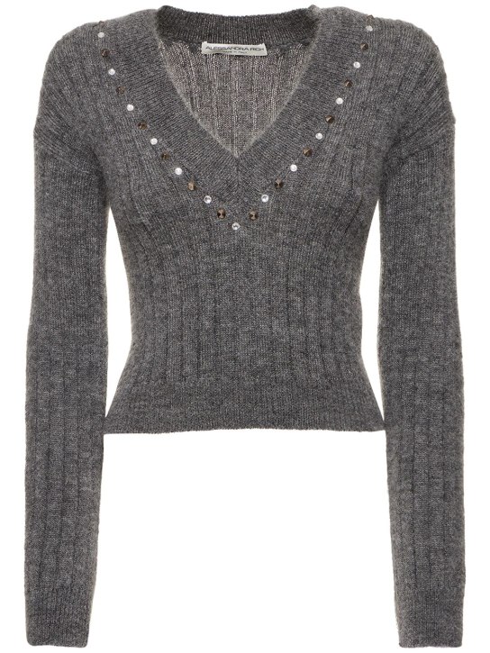 Alessandra Rich: Mohair blend knit sweater - Grey - women_0 | Luisa Via Roma