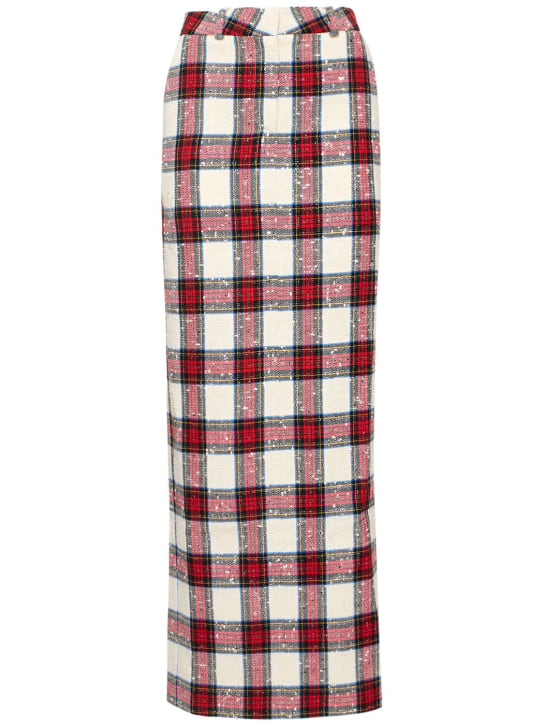 Alessandra Rich: Falda larga de lana de lúrex - Multi Ivory - women_0 | Luisa Via Roma