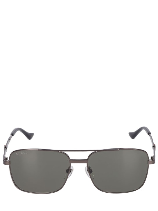Gucci: GG1441S Square metal sunglasses - Black/Silver - men_0 | Luisa Via Roma