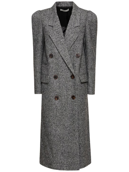 Alessandra Rich: Oversize herringbone tweed long coat - Grey - women_0 | Luisa Via Roma