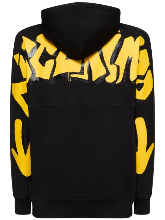 Disclaimer: Logo printed cotton hoodie - Black/Yellow - men_0 | Luisa Via Roma