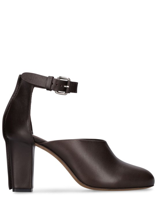 Lemaire: 80mm Leather high heels - Kahverengi - women_0 | Luisa Via Roma