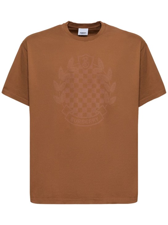Burberry: T-shirt Ewell check - Birch Brown - men_0 | Luisa Via Roma