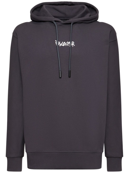 Disclaimer: Sweat-shirt en coton imprimé logo à capuche - Noir/Violet - men_1 | Luisa Via Roma
