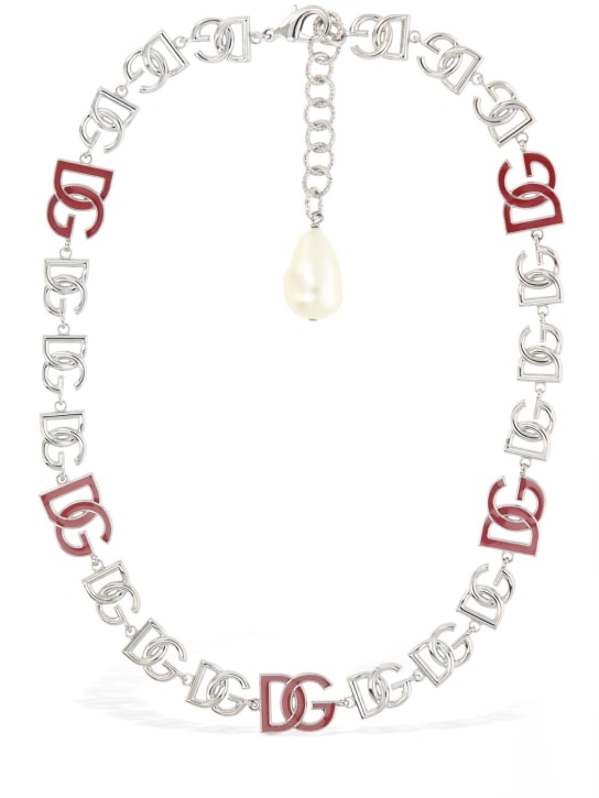 Dolce&Gabbana: Multi DG logo collar necklace - Gümüş - women_0 | Luisa Via Roma