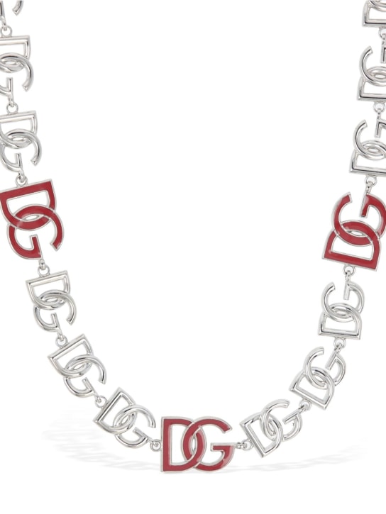 Dolce&Gabbana: Multi DG logo collar necklace - Gümüş - women_1 | Luisa Via Roma
