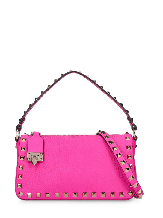 Valentino Garavani: Small Rockstud leather shoulder bag - Pink - women_0 | Luisa Via Roma