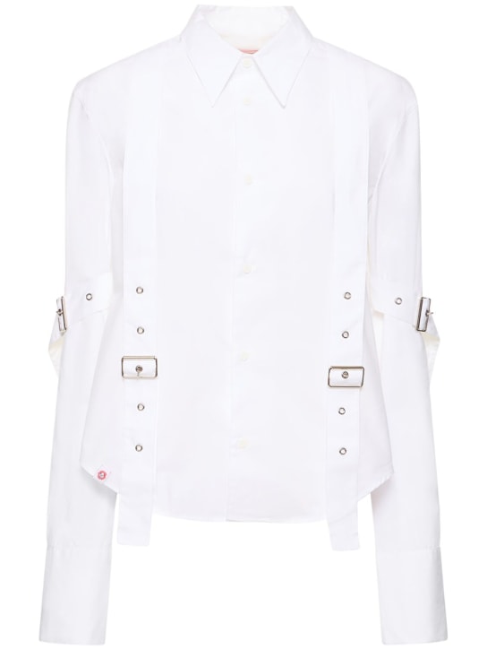 Charles Jeffrey LOVERBOY: Camiseta de algodón orgánico con hebilla - Blanco - women_0 | Luisa Via Roma