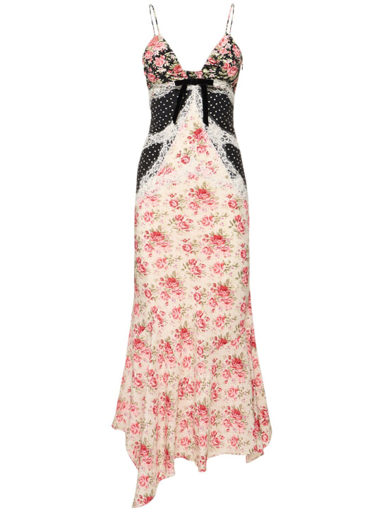 Alessandra Rich: MIDIKLEID AUS SEIDENTWILL MIT SPITZE - Bunt - women_0 | Luisa Via Roma