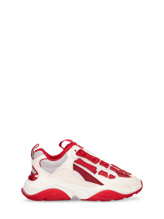 Amiri: Cotton canvas lace-up sneakers - White/Red - kids-girls_0 | Luisa Via Roma