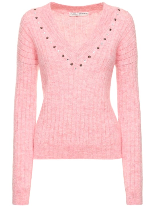 Alessandra Rich: Mohair blend knit sweater - Pembe - women_0 | Luisa Via Roma